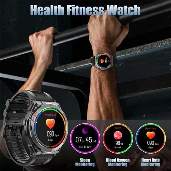 Military Smart Watch, 1.52-Inch Touch Screen Tactical Smartwatch with Text and - Picture 3 of 6